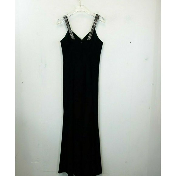 VINTAGE ROSE TAFT Black Evening Dress‎ MEDIUM Sweetheart Beaded Embellished - Picture 2 of 11